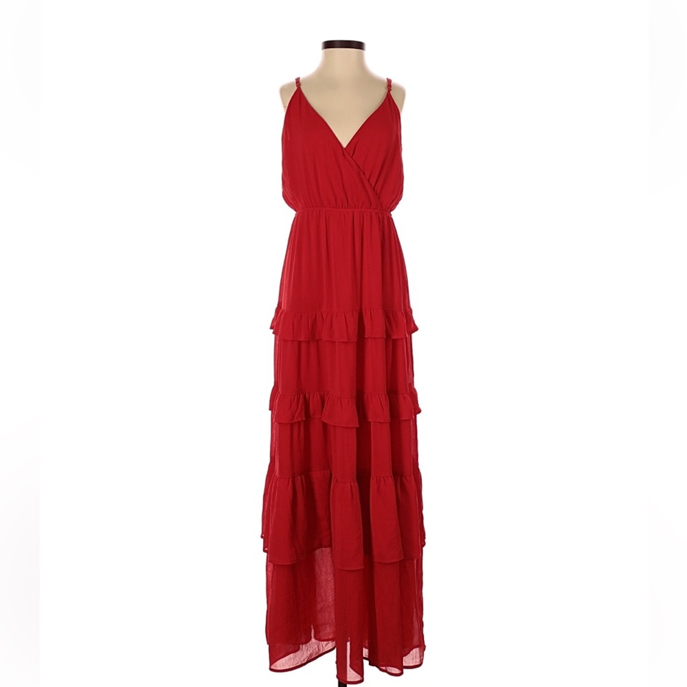 Flying Tomato Red Tiered Ruffle Maxi Dress - Medium